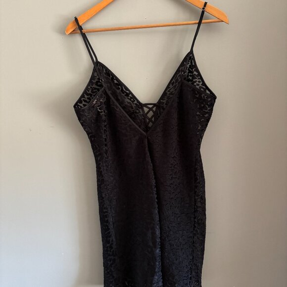 Black Babydoll Leopard Slip Dress - Picture 5 of 8